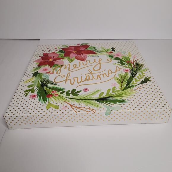 Square "Merry Christmas" Poinsettia Wreath Sign - Picture 9 of 14